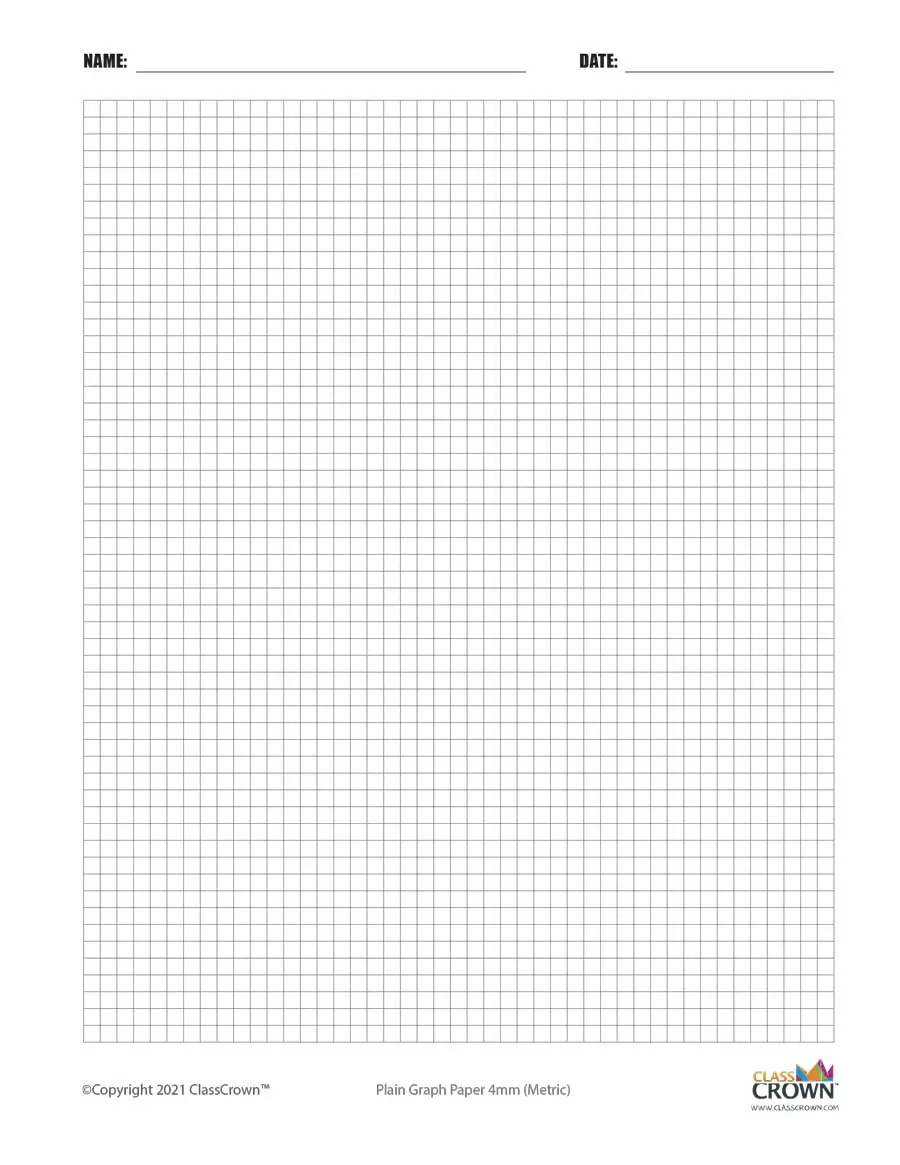 4 mm graph paper with name block.