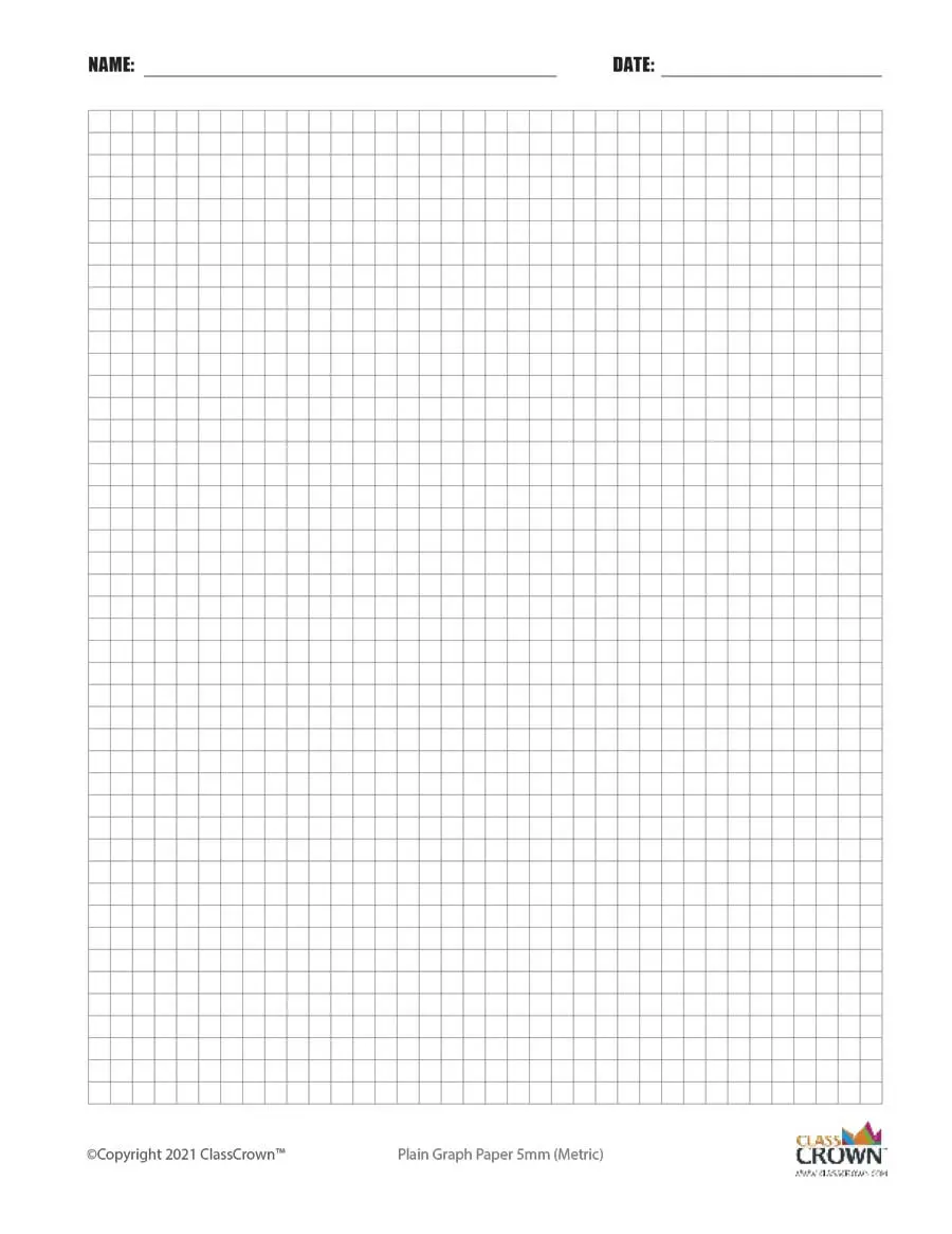 5 mm graph paper with name block.