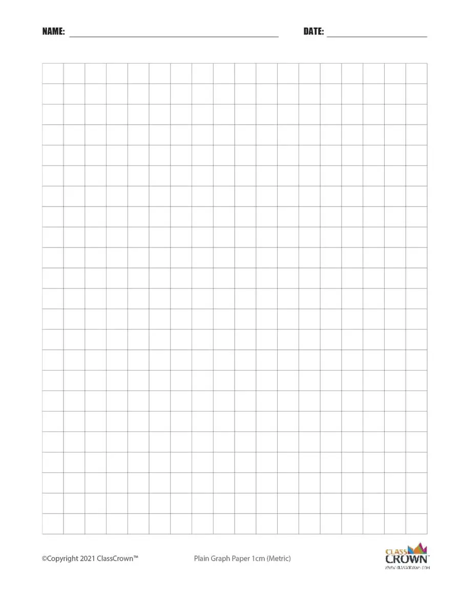 1 cm graph paper with name block.