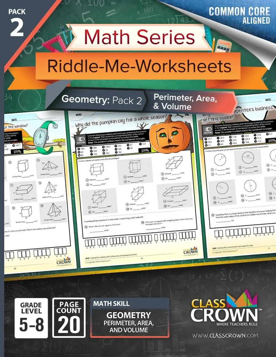 ClassCrown Geometry worksheets pack 2 cover.