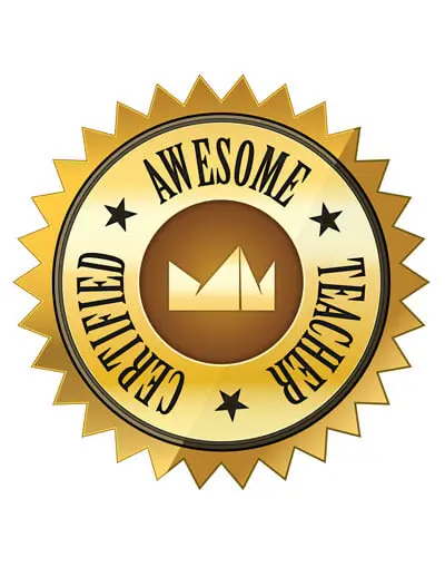 Certified Awesome Teacher badge clip art.