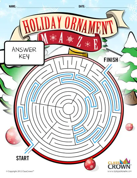 Christmas ornament maze answer key.