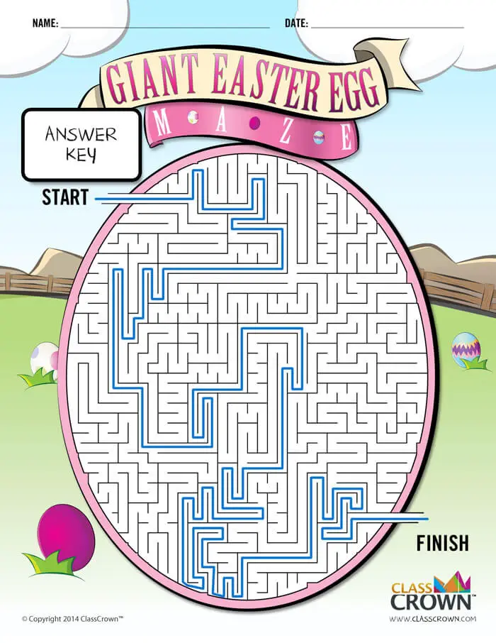 Easter maze, egg - answer key.
