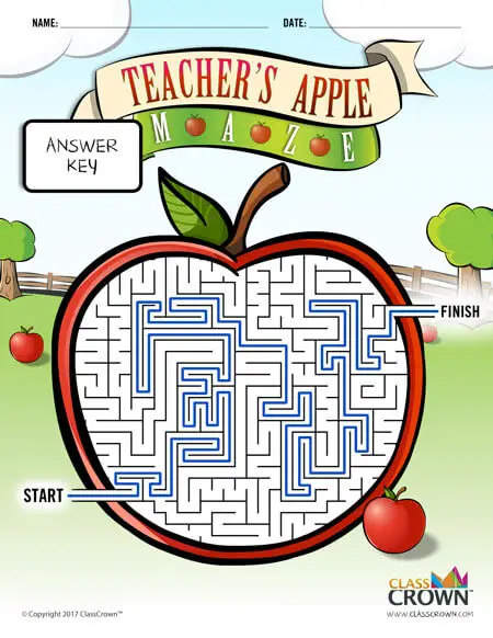 Teacher's apple maze - answer key.