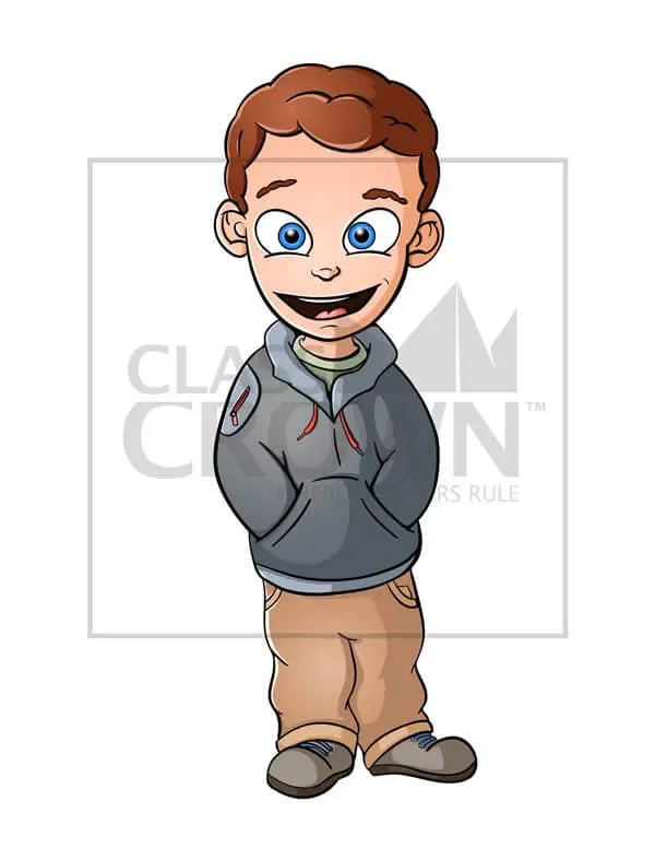 Boy with brown curly hair clipart.