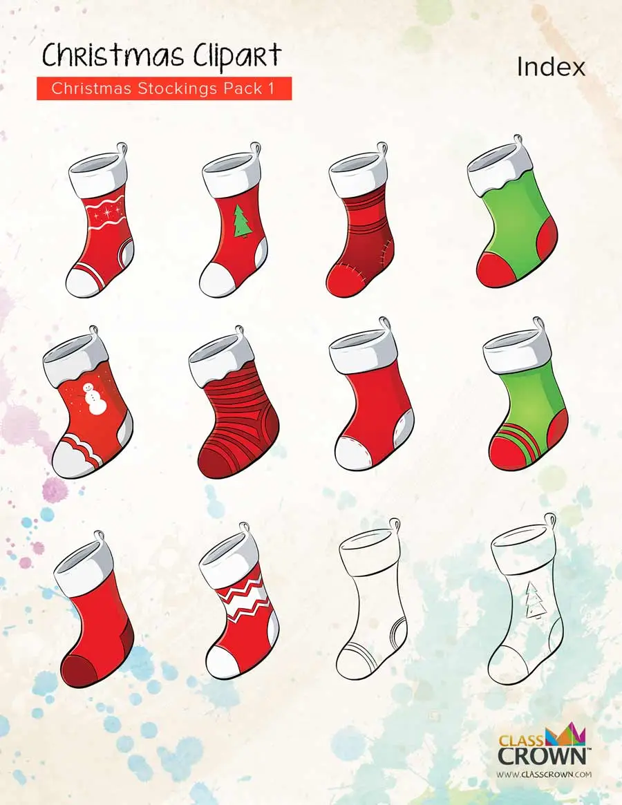 Index of Christmas stocking clipart.