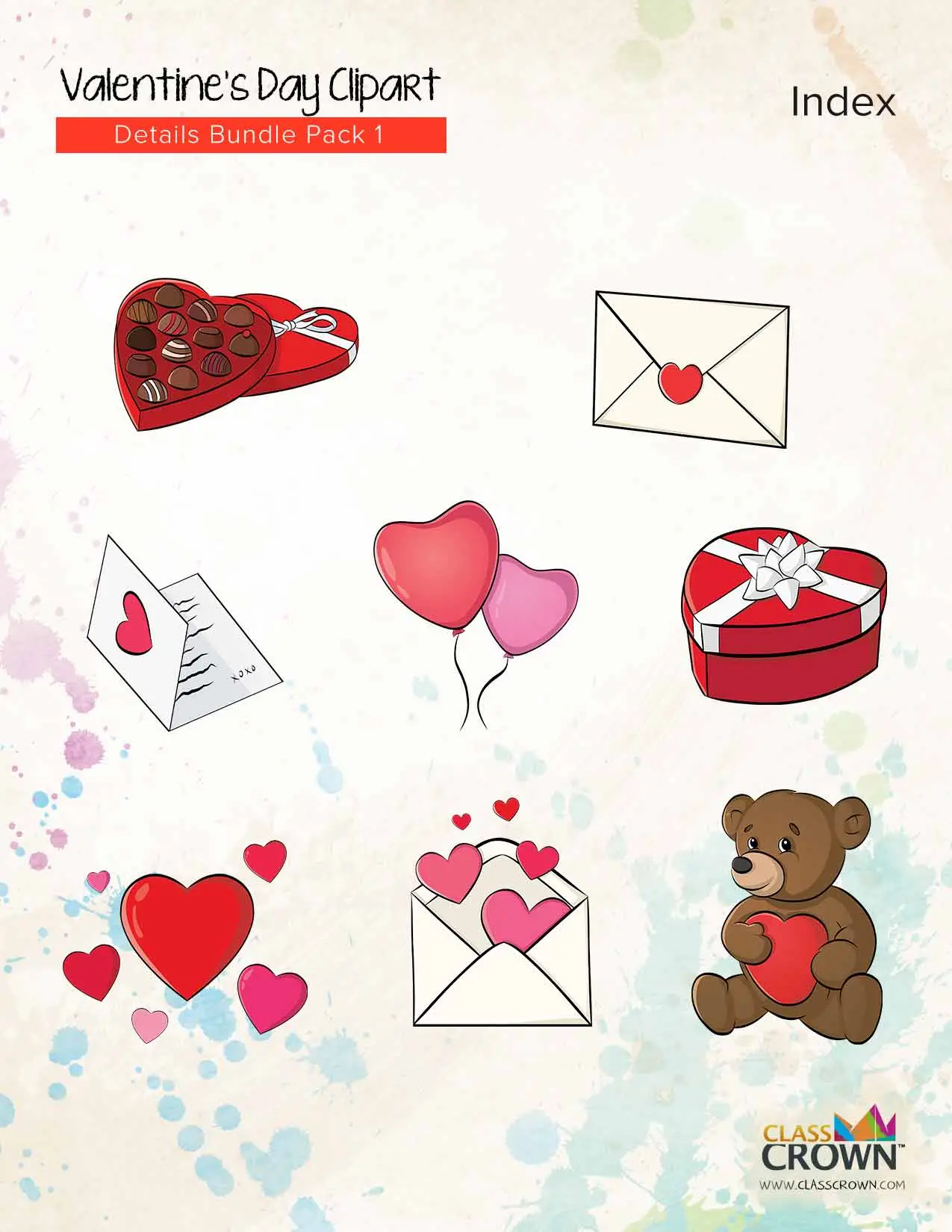 Index of Valentine's Day details pack clipart.