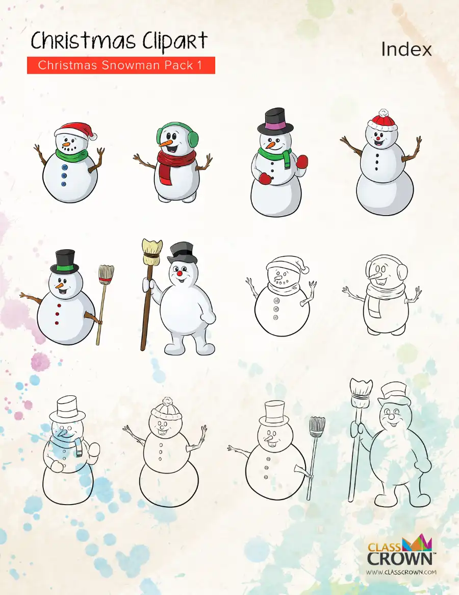 Index of Christmas snowman clipart.
