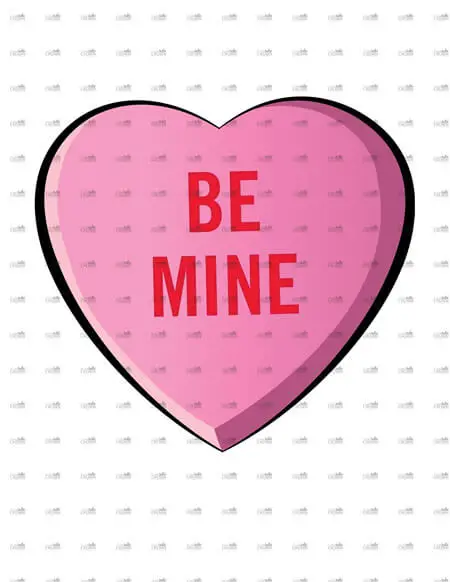 Candy heart 'Be Mine' clipart sample image.