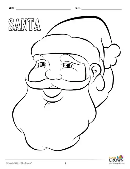 Christmas coloring page, santa.