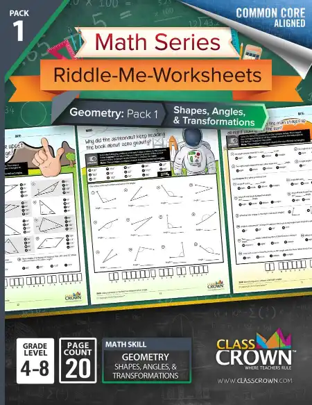 ClassCrown Geometry worksheets pack 1 cover.